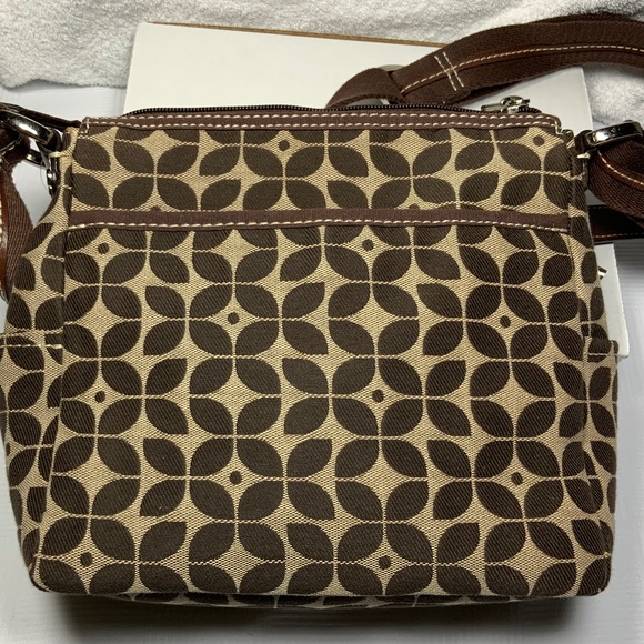 Fossil Brown Logo Canvas Crossbody Shoulder Bag - Picture 2 of 15